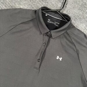 Under Armour Polo Shirt Womens XL Extra Large Black Short Sleeve Fitted HeatGear